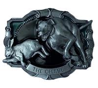 DRAGON DESIGNS TANSIDE LTD. The Chase Lurcher Dog & Hare Belt Buckle with Presentation Box