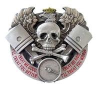 DRAGON DESIGNS TANSIDE LTD. Treat me Good Treat me Bad Biker Skull & Bones Pistons Belt Buckle in Presentation Box