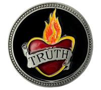 DRAGON DESIGNS TANSIDE LTD. Truth Heart Flame Tattoo Style Belt Buckle in a Presentation Box