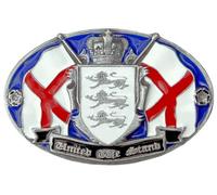 DRAGON DESIGNS TANSIDE LTD. United We Stand Patriotic England Flag Three Lions Shield Belt Buckle in Box