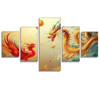 Dragon Diamond Art 5D Diamond Painting Phoenix 5 Pack DIY Crystal Art Kits for Adults Full Round Drill Gems Arts and Crafts for Adults Mosaic Kit for Home Wall Decor, Gifts 12x20in/50x30cm, Model537