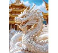 Dragon Diamond Art Painting, Architecture Diamond Art Kits Adults, 5D Round Full Drill Gem Kits for Adults Kids Beginners, DIY Crystal Paintings Crafts for Home Wall Decor, Gifts 35x50cm HS35-30