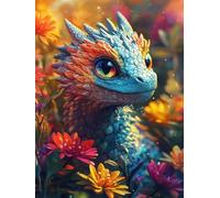 Dragon Diamond Painting Kits for Adults Beginners, 5D Flower Diamond Art Kits for Kids, DIY Full Drill Gem Embroidery Crystal Art, Cross Stitch Hobbies for Adults Women, for Room Decor 80X110cm A-08