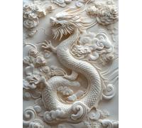 Dragon Diamond Painting Kits for Adults, White Diamond Art Kits, Round Full Drill Crystal Art and Crafts for Adults Beginners, DIY 5D Embroidery Gem Paintings for Room Decor, Gifts 25x35cm A1F6-CV