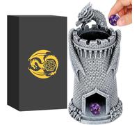 Dragon Dice Tower, Resin DND Rolling Tower, Tabletop Dice Game Accessories, Fantasy RPG Board Game Dice Castle, D&D Fans Gifts, Dragon Gifts for Men Women, Set with Box (Dice Not Included)