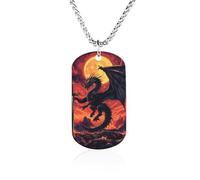 Dragon Doomsday Personalized Necklace Dog Tag Pendant Necklaces for Men Women Memorial Jewelry Stainless Steel