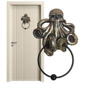 Dragon Door - Vintage Bronze Resin Octopus Sculpture Art | Decorative Theme Cafe Home Accessory, Antique Wall Mounted Figurine | Steampunk Gothic Bar, Manor Library Study Entryway