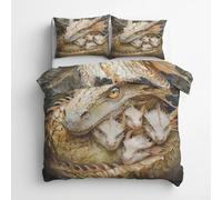 Dragon Double Duvet Cover - 3 Pcs Baby Dragon Mythical Beast Bedding Set Reversible Soft Microfibre Quilt Covers & 2 Pillowcases with Zipper Closure GS*5
