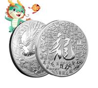 Dragon | Double Sided Dragon Commemorative Badge Collection Coin,Chinese Year of 2024, Coin Iron Ornaments for the Upcoming New Year