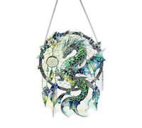 Dragon Dream Catcher Sun Catcher for Windows, Colorful Acrylic Dragon Suncatcher Hanging Ornament with Chain, Decorative Ornament for Home Garden Patio