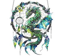 Dragon Dreamcatcher Suncatcher, Mystical Dragon Acrylic Ornament Stained Glass Effect Window Hanging Colourful Fantasy Sun Catchers for Indoor Outdoor Windows Garden Home Decor