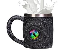 Dragon Drink Beer Mugs - Mythical Creature Ale Tankard, Medieval Fantasy Stone Cup | A Contrasting Dragon Design with Stainless Steel Lining, Resin Case, Use in Themes