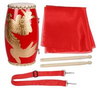 Dragon Drum 1 Set Chinese Style Waist Drum Cowhide Waist Drum Traditional Hand Drum Performance Prop for Yangko Dancing