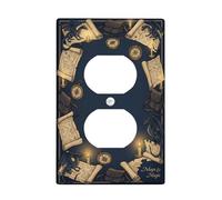 Dragon Duplex Outlet Covers Wall Plate, Fantasy Adventure Map Candle None Dark Blue Plastic Standard Size Wall Plates for Electrical Outlets for Bedroom Bathroom Kitchen Entrance Decor