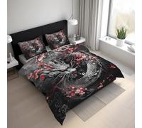 Dragon Duvet Cover Set Single Size, Fantasy Animal Bedding Set 135x200 cm, Quilt Cover with 1 Pillowcase, Soft Microfiber 2pcs, Zip 21D&-40