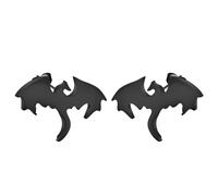 Dragon Earring Stainless Steel Minimalist Laser Cut Pterosaur Stud Earrings for Women Men Animal Lover Jewelry Gift (black)
