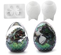 Dragon Egg, 3pcs Dragon Egg & Dinosaur Silicone Molds, Mirror Silicone Resin Casting Molds for DIY Crafts & Home Decor