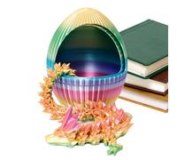 Dragon Egg Ornament - 3D Printed Articulated Serpent Figure, Interactive Gear Shell Display | Flexible Creature Sculpture Curiosity Desk Decoration Stress Relief Toy for Office Shelf Vehicle