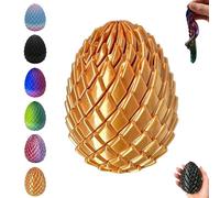Dragon Egg Twist Fidget, 3D Printed Telescopic Rolling Dragon Egg, Slippery Eggs Fidget, Easter Decoration for Home, Easter Basket Stuffers, Suitable for Easters, Home Decoration (Gold)