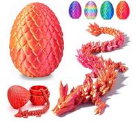Dragon Eggs with Dragon Inside,12Inch Dragon Toy,3D Printed Flexible Desk Figure Decors,Easter Basket Essentials,Fidget Toy for Birthday Gift,Easter Basket Stuffers for Autism/ADHD(Red-Mix-Gold)