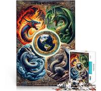 Dragon Element1000 Piece Jigsaw Puzzles for teenagers Jigsaw Educational Family Game Every Piece is Unique - Challenging Family Fun Game 38x26cm