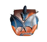 Dragon Embrace shoulder bag natural leather, Handmade Enchanted Leather Satchel with Wing & Spine, Women Large Crossbody Bag, Over the Shoulder Unique Novelty Crossbody Bags (BLUE)