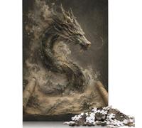 Dragon Emerging from Scroll Wooden Jigsaw Puzzle 500 Pieces, Family Game