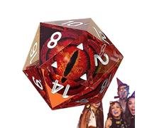 Dragon Eye Dice - 3 x 3 x 3 cm Resin 20-Sided Polyhedral Set, Edge Inclusions | Perfect for RPG Campaigns, Tabletop, Collecting, Teaching Projects, Fantasy Board Sitzun