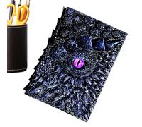 Dragon Eye Embossed Notebook - 3D Resin Engraved Hardcover Writing Journals with Decorative Ornaments, Distinctive Notepad for Dragons Lovers | Travel Journal for Fantasy Enthusiasts, Medieval Themed