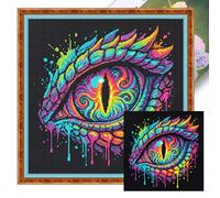 Dragon Eye Stamped Cross Stitch Kits for Adults, Full Embroidery Ecological Cotton Thread 14CT 2 Strands Stamped Cross Stitch Kits for Beginners, Home Wall Decor Gift 11.81x11.81 Inch