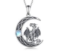 Dragon/Fairy Necklace 925 Sterling Silver Moonstone Crescent Moon Necklace Birthday Gifts for Women Girls