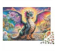 Dragon Fantasy 1000 Pieces Precision-cut Pieces Rainbow Dragon Puzzle Lovers Gift Mindfulness Activity Family Game Night Premium Quality 38x26cm/1000pcs
