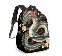 Dragon Fantasy Art Mountain Galaxy 16 Inch Backpack Full Print Mystical Universe School Bag for Children (08)