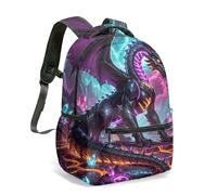 Dragon Fantasy Art Mountain Galaxy 16 Inch Backpack Full Print Mystical Universe School Bag for Children (09)