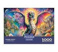Dragon Fantasy Great Gift Idea 1000 Pc Adult Jigsaws - Dragon (blooms Vibrant) Impossible Hard Challenging Game for Wall Decoration52x38cm/1000pcs