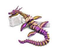 Dragon Fidget Toy 3-d Printed Stuff Sea Dragon Articulated for Stress Relief Home Office Decompression Decor Executive Desk Toys-Purple Gold||49cm/19.3in
