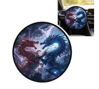 Dragon Fight Sky Steering Wheel Cover-Sun Shade Heat Auto