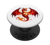 Dragon Fire Dragon mythical creatures heraldic animal Legendary Myths PopSockets Adhesive PopGrip