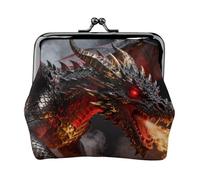 Dragon Fire Flame Leather Coin Purse for Women-Small Kiss Lock Wallet, Mini Card Holder for Keys Lipstick, Cute Change Purse for Travel
