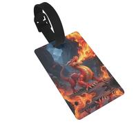 Dragon Fire Luggage Tags for Suitcases, PVC Suitcase Tag with Secure Strap Suitcase Identifier with Privacy Name Card for Travel Bag Tags Personalized Baggage Tag for Women Men