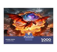 Dragon Fire Portal 1000 Piece Jigsaw Puzzle Bundle Fiery Mythic Power Jigsaw Puzzle Extra-Thick Cardboard Jigsaw Puzzle Collector Mind Relaxation Office Break Travel 52x38cm/1000pcs