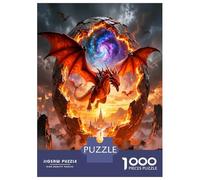 Dragon Fire Portal 1000 Pieces Jigsaw Puzzle Fiery Mythic Power Premium Jigsaw Puzzle Thick Cardboard Impossible Hard Challenging Relaxation Creativity Gift Giving for Adults 70x50cm/1000pcs