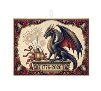 Dragon Fireworks Dish Drying Mats for Kitchen, Vintage Red Absorbent Dish Drainer Rack Mat, Medieval Microfiber Drying Pad for Home Decor 18x24 Inch