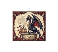 Dragon Fireworks Dish Drying Mats for Kitchen, Vintage Red Absorbent Dish Drainer Rack Mat, Medieval Microfiber Drying Pad for Home Decor 16x18 Inch