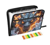 Dragon Flame and Ice 13 Pocket Expanding File Folder with Labels A4 Document Organizer with Zipper