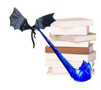 Dragon Flame Book Corner | Decorative Bookends 3D Design - Safe Dragon Decorative Statue Unique Bookshelf Insert for Fantasy Lovers
