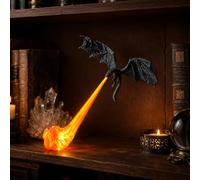 Dragon Flame Book Nook, 3D Printed D-ragon Statue Tabletop Ornament Book Nook, Dragon Bookends, Dr-agon Statue Decorative, Fire Breathing Drago-n BookNook, Bookshelf Decor for Fantasy Lovers