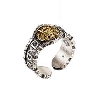 Dragon Flame Ring 925 Silver, Copper - Adjustable Viking Jewelry for Men, Medieval Fantasy Pinky Ring, Gothic Unisex Gift(L)
