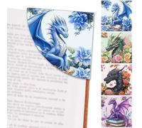 Dragon Floral Leather Bookmark Gifts - Wxiben 4Pcs Fantastic Dragon Corner Bookmarks for Men Women Cool Animals Book Page Markers for Reading Book Lovers Student Teacher Girls Bookish Gift
