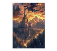 Dragon Flying Castle 300 Piece Jigsaw Puzzle for Adults Teens Laundry Room Decor Boredom Buster Colourful Artwork Great Gift for 300 PCS